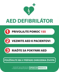 AED defibrilátor informačná tabuľa prvej pomoci 41x50 cm – pohľad 2 AED defibrilátor informačná tabuľa prvej pomoci 41x50 cm – pohľad 2