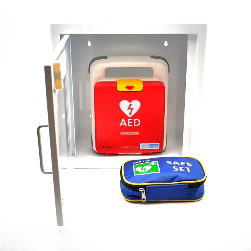 Defibrilátorová skrinka ARKY (AED) s alarmom, biela – pohľad 4