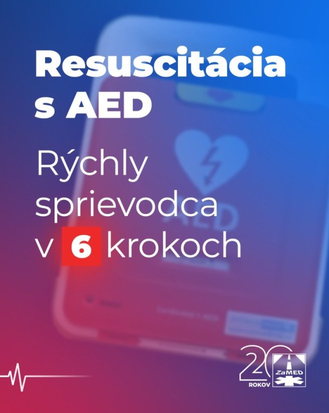 Resuscitácia s AED — rýchly sprievodca v 6 krokoch (infografika)