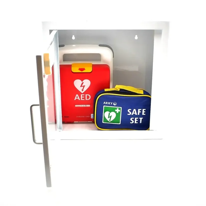 Defibrilátorová skrinka ARKY (AED) s alarmom, biela – pohľad 3